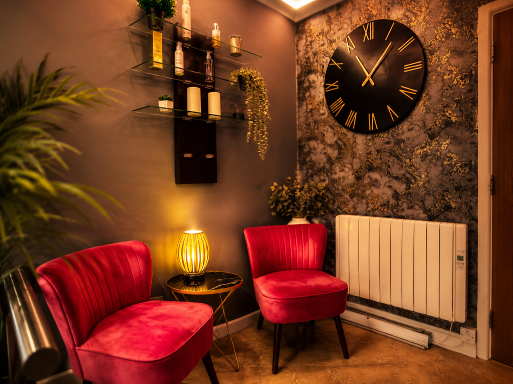 Exterior of Sisters Hair & Beauty, a luxury hair and beauty salon in Tavistock, Devon, photographed at sunset.