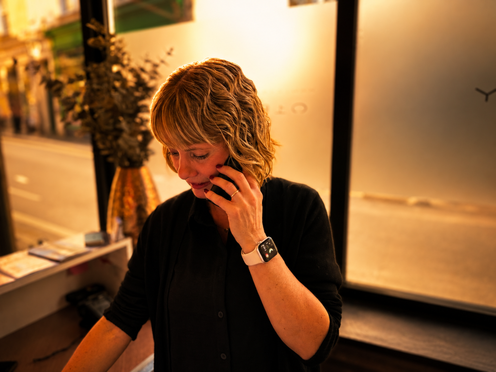 Professional hairstylist applying foils during a hair colouring treatment at Sisters Hair & Beauty salon in Tavistock, Devon.